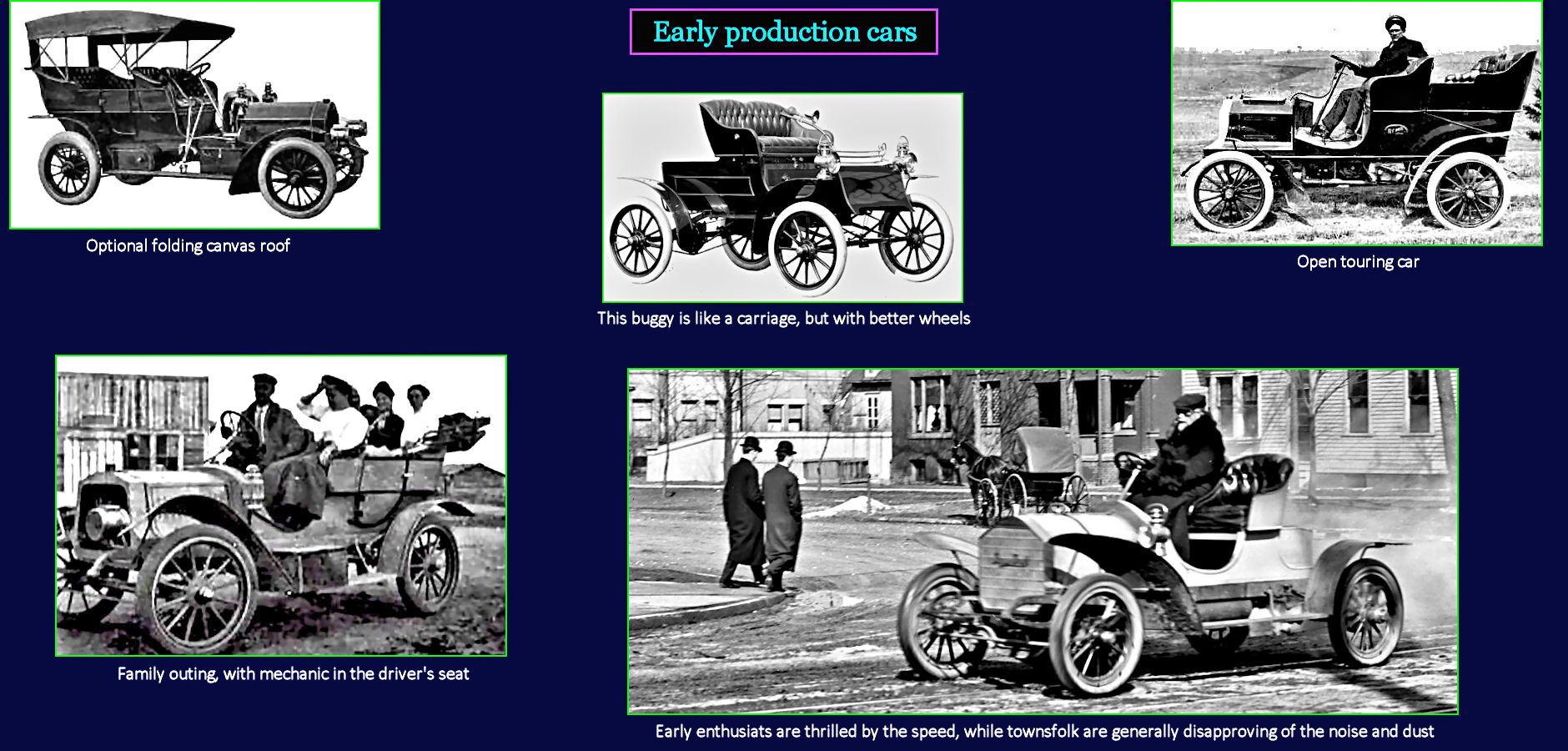 First production autos, 1910